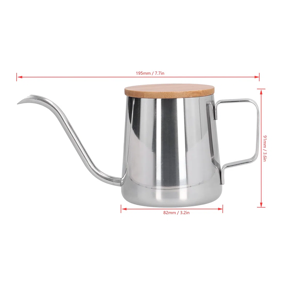 BORDSTRACT Vierta sobre el hervidor de goteo, hervidor de café de pico estrecho largo de acero inoxidable para té de café por goteo