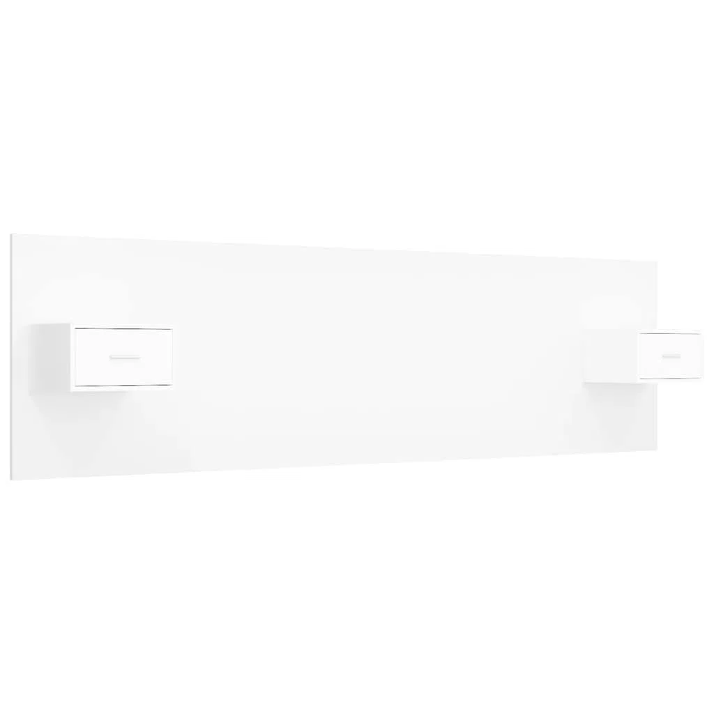 vidaXL Cabecero de Cama Cabezal Dormitorio Estructura Habitación Mobiliario Muebles Decoración Adorno con Mesitas Madera Contrachapada Blanco