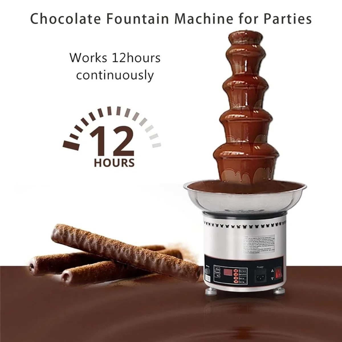 Fuente De Chocolate Profesional, Torre De Fondue De Chocolate Caliente Comercial 4/5/6 Niveles En Acero Inoxidable para Derretir Y Calentar Nachos, Queso, Licores En Fiestas Y Bodas