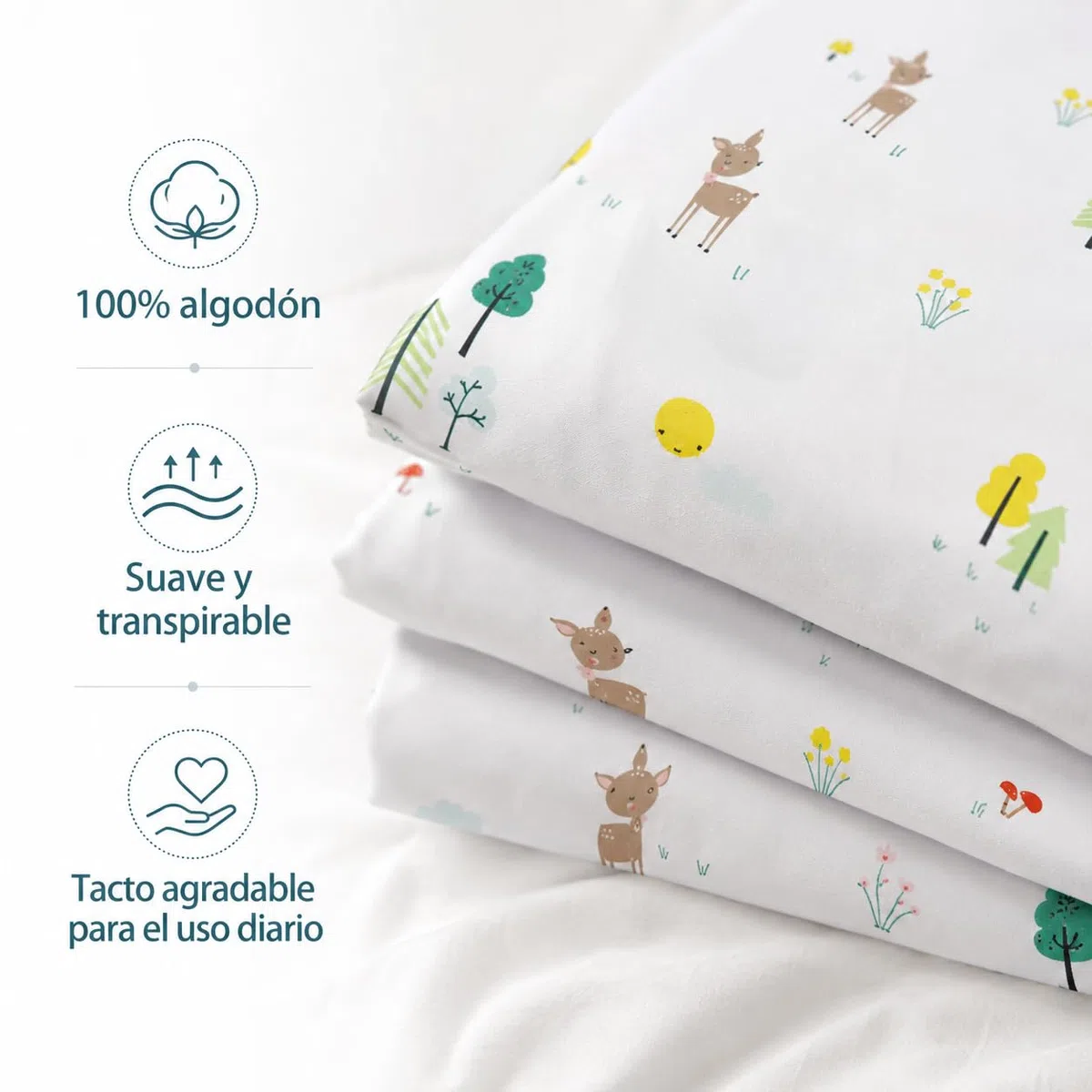 various Funda Nórdica Cuna 100 x 135 cm,Almohada 40 x 60 cm,Gazelle | Cuna 60x120 cm, 2 Piezas,100% Algodón transpirable, cierre con cremallera