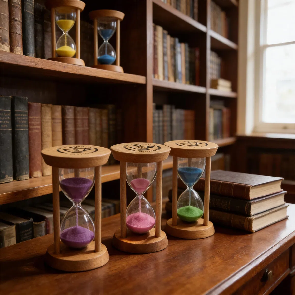 Juego de 6 temporizadores de reloj de arena, relojes de arena de 30 s/1/2/3/5/10 minutos, reloj de arena de madera pequeño para el aula, temporizador y decoración de mesa para niños, cepillarse los