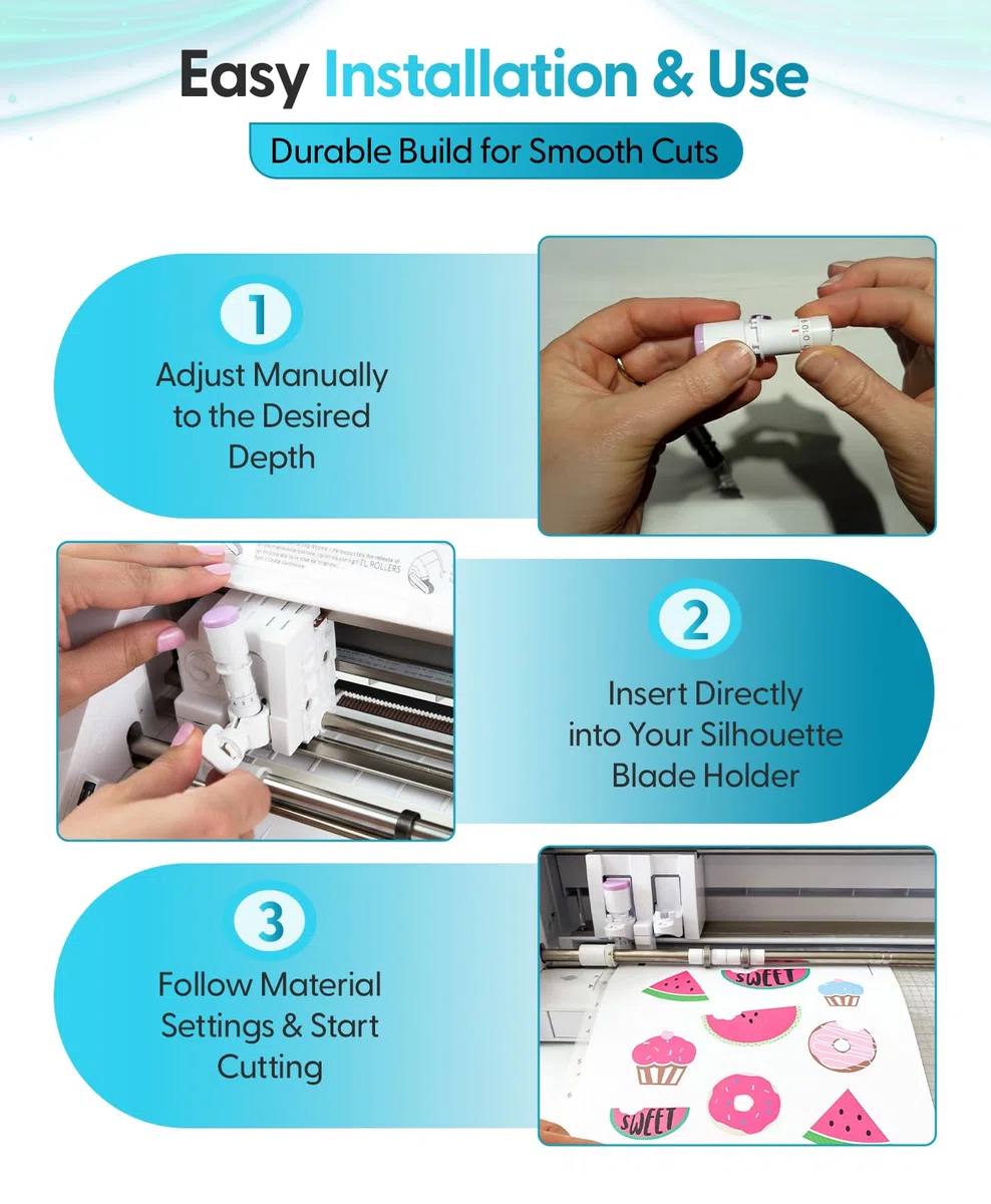 Silhouette America 1mm Manual Adjust Blade for Models, 1 mm, Aleación, Hoja Premium para Cameo 4 y Portrait 3