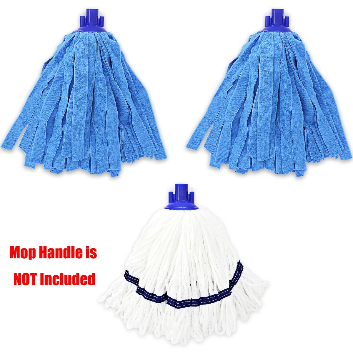 Mopa de microfibra de repuesto compatible con repuesto de microfibra de cedro para mopa de 0,8 cm de diámetro, 3 paquetes, Cabezales de fregona, 2 unidades, color azul + 1 blanco)
