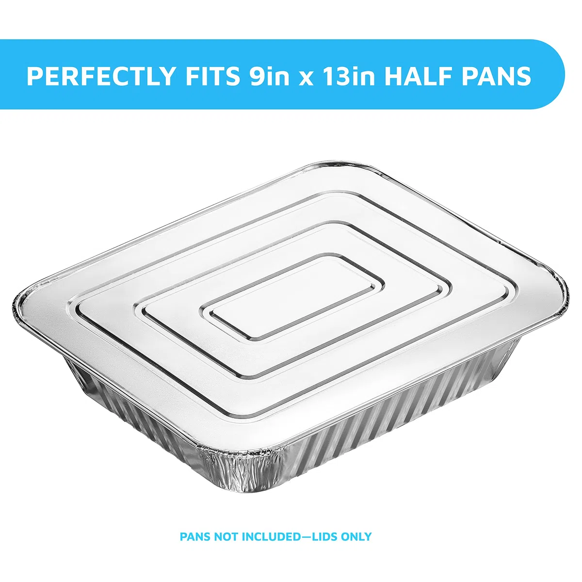MontoPack Tapas de papel de aluminio de tamaño medio | [Paquete de 50] | Ajuste perfecto para sartenes de 9 x 13 | Calidad premium para hornear y catering | Tapas desechables para recipientes de