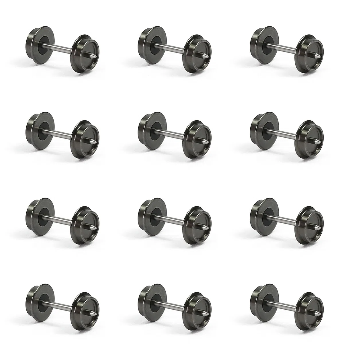 Evemodel 12 piezas carril N 1:160 juegos de ruedas 33" Metal eje DC ruedas para modelo de ferrocarriles