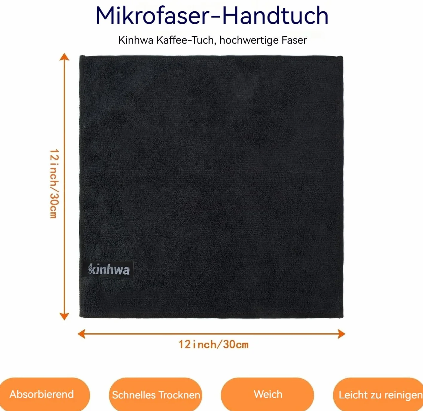 KinHwa Paños de Limpieza de Microfibra Negros, 20 Paquetes de paños de Cocina Gruesos para Fregar Platos, superabsorbentes y Suaves, sin Pelusa, para Uso doméstico Multiusos, 30 cm x 30 cm