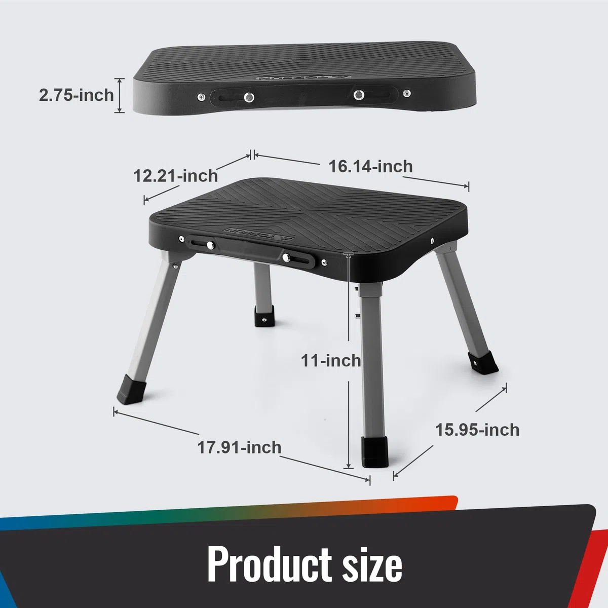 Taburete de 11 pulgadas, antideslizante de 16 x 12 pulgadas, plataforma grande, resistente, plegable, marco de metal, escalera compacta portátil de 1 escalón para niños, adultos, personas