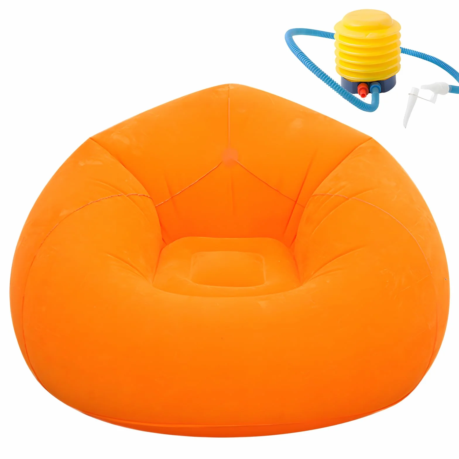 FARYODI Sofá hinchable, sillón hinchable, 105 x 105 x 60 cm, ultrasuave, sin relleno de frijoles, inflable rápido y portátil para salón, jardín, camping (naranja)