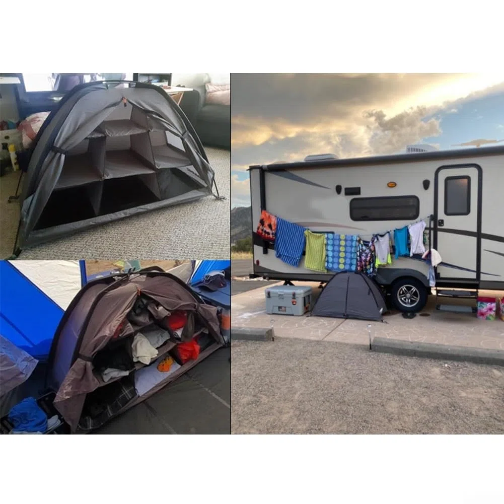 Solución de almacenamiento de 9 estantes para exteriores para zapatos y ropa, ligera e ideal para acampar y organización de caravanas