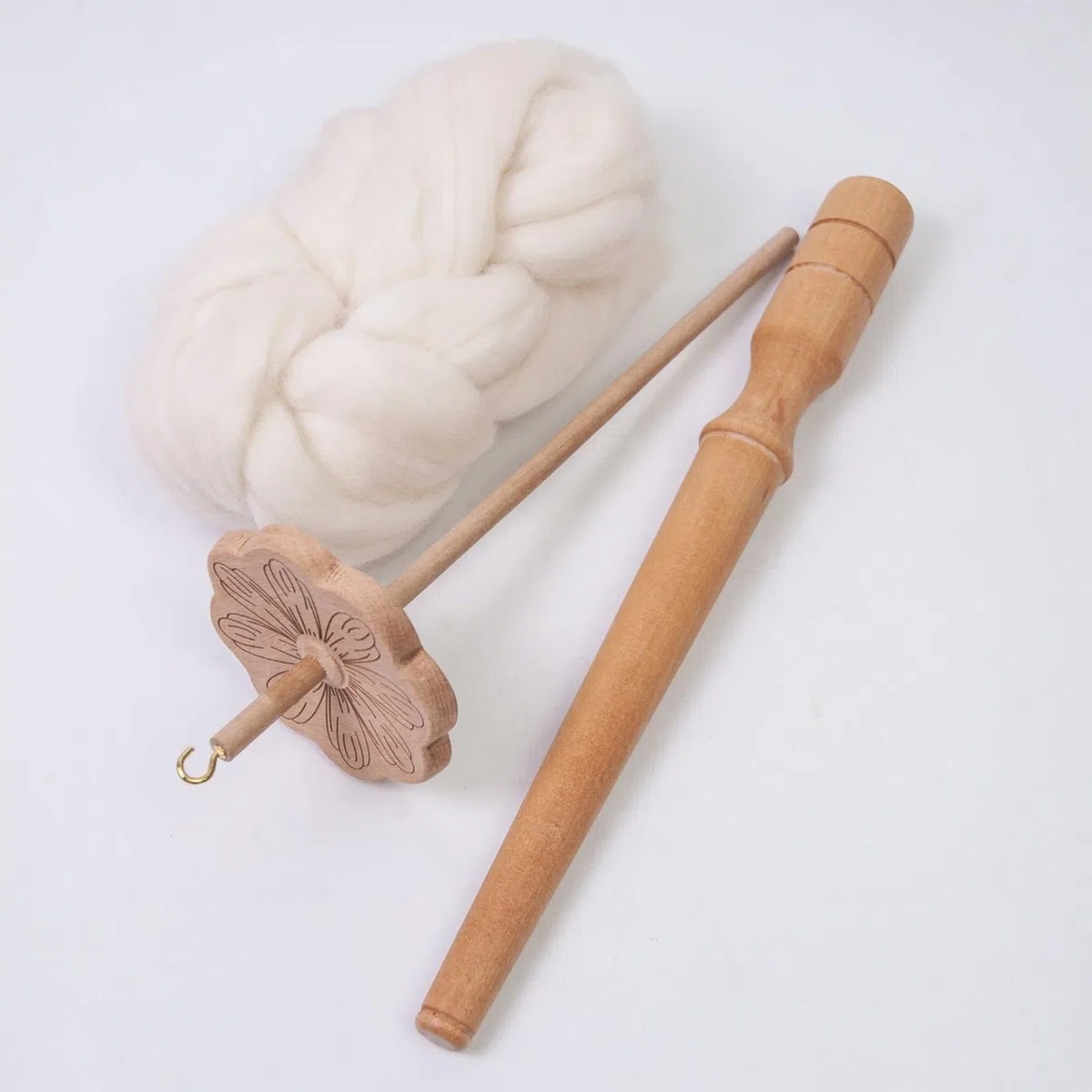 Genérico Huso De Hilar De Madera - Huso Manual Con Volante Para Principiantes - Herramientas Artesanales y Accesorios para Tejer, Coser, Hacer Punto y Ganchillo