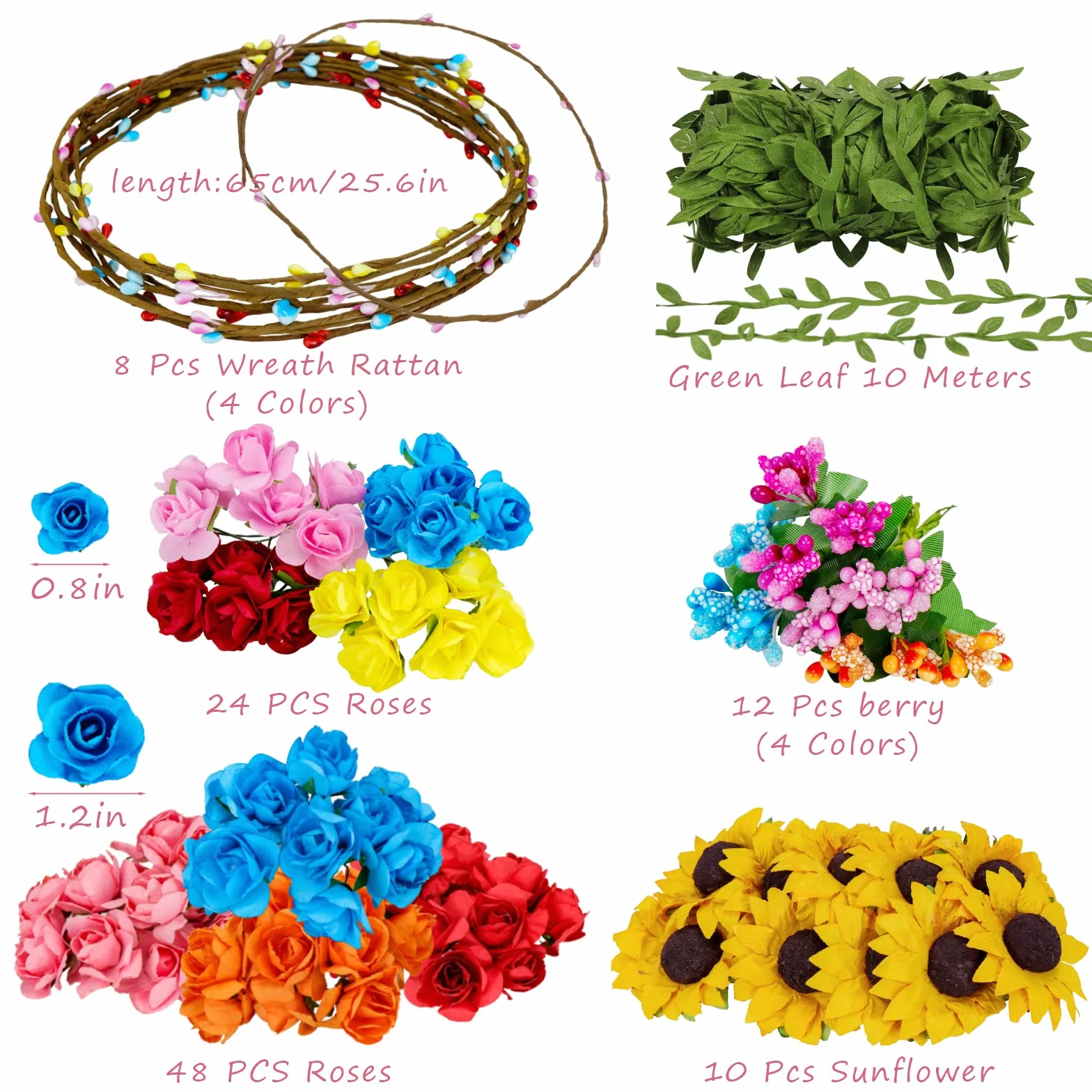 Meetory Corona de flores para niños, decoración para el cabello, kit de manualidades para niños, cumpleaños infantiles, accesorios para el cabello, fiesta de boda/vacaciones/cumpleaños
