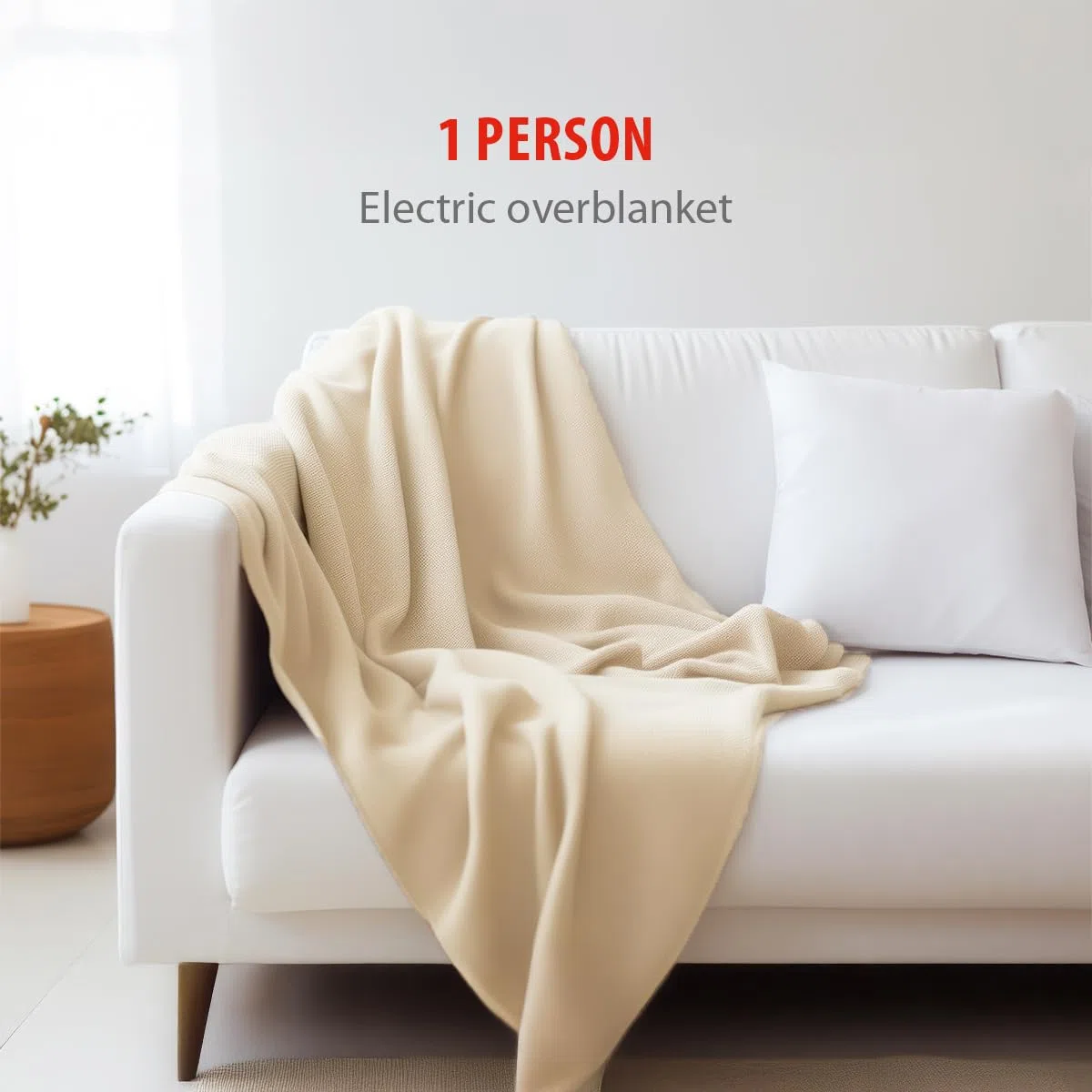 alpina Manta Térmica Eléctrica - 1 Persona - 180x130 cm - Manta Eléctrica para Cama Matrimonio - 10 Potencias de Calor - Temporizador - Ideal para Calienta Camas Eléctrico y Dolor Menstrual - Beige