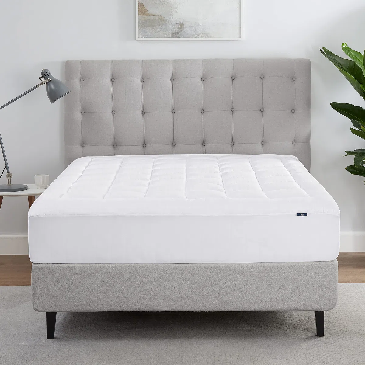 SERTA ComfortSure - Funda de colchón Acolchada elástica Transpirable con Bolsillo Profundo de 18 Pulgadas para Todas Las Estaciones, Color Blanco, tamaño matrimonial