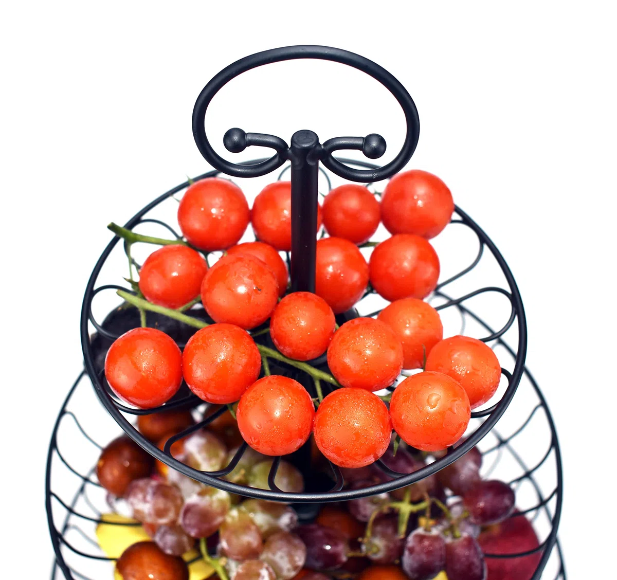Azatemgo Cesta de Frutas Metal - Elegante Soporte 3 Niveles, Capacidad Extra, Fruteros Modernos de Cocina, Negro 30 x 45 cm