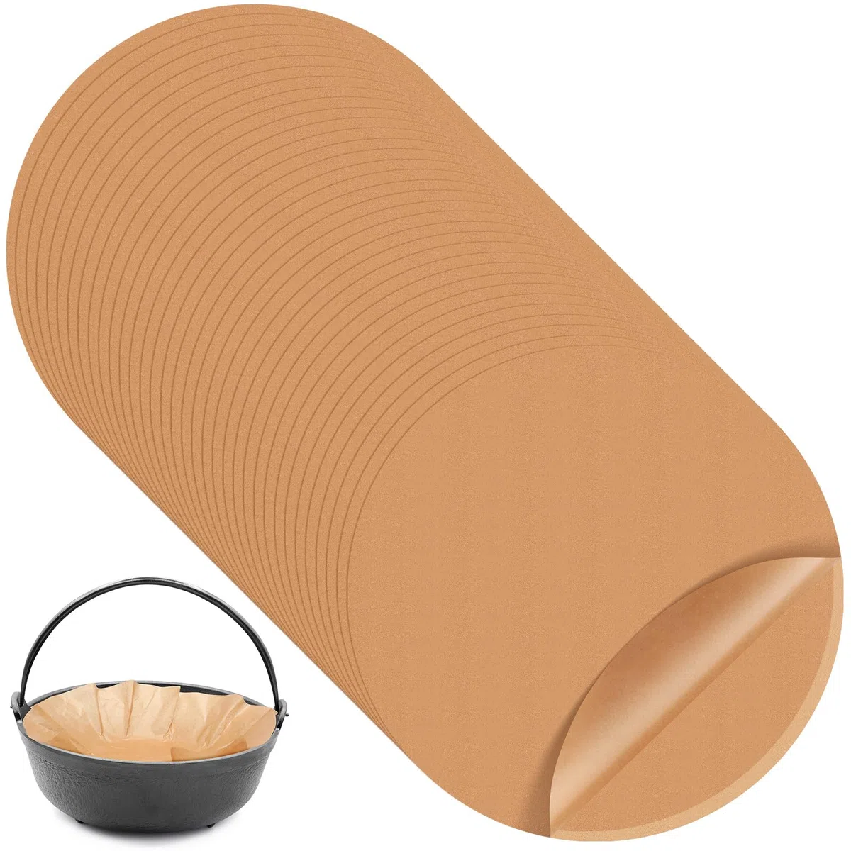 Teenyyou 40 piezas de papel pergamino redondo de 20 pulgadas, papel de horno holandés, desechables, sin blanquear, para moldes de pasteles, freidora de aire, vaporizador, fiesta de barbacoa, pasteles,