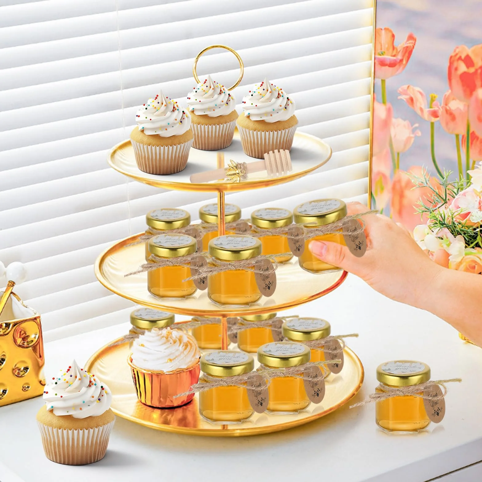 20 paquetes de latas de miel de vidrio de 45ml,Botecitos Para La Miel,con cucharas,colgantes de abejas,bolsas de regalo,tarjetas de agradecimiento,pegatinas,perfecto para baby shower,recuerdos de boda