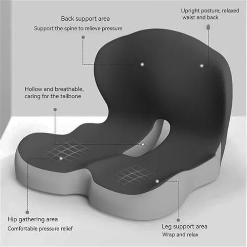 Cojín ergonómico de espuma en forma de L para silla de oficina, camión y coche, soporte trasero integrado, diseño antideslizante, cómoda solución de asiento de oficina