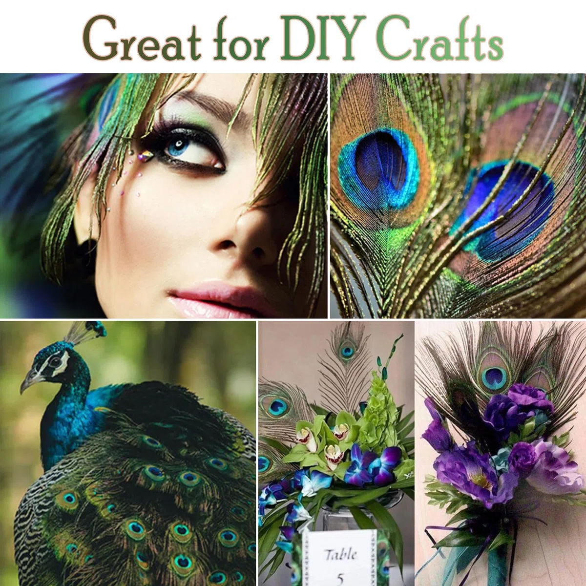 Plumas Pavo Real Largas Naturales, 50pcs Plumas de Pavo Real Exquisito Hermoso Plumas Decoracion Manualidades con Ojo para Decoración Banquete de Boda de la Mascarada del Carnaval (28-32CM)