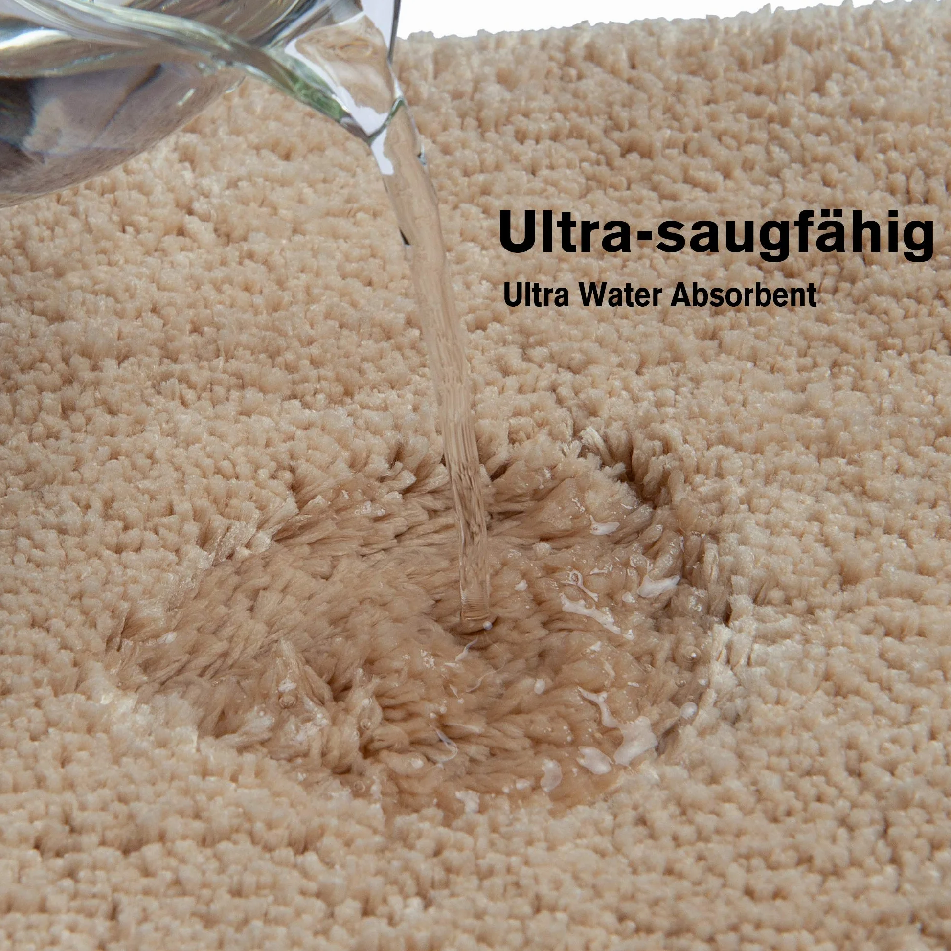 Alfombrilla de baño 120 cm x 70 cm, antideslizante, lavable a máquina, antideslizante, suave, absorbente, de microfibra, color crema y beige