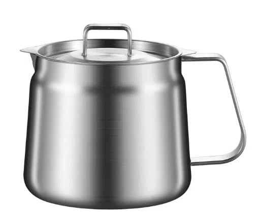 Recipiente de acero inoxidable 304 de 2 litros con colador, cesta para freír y tapa, colador de grasa con asa, olla para freír de acero inoxidable, olla de filtro de aceite para freír, cocinar