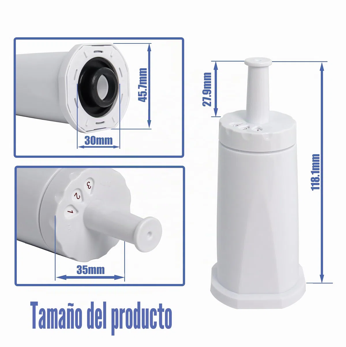 BES008 Sage Barista Express Filtro de agua 4 unidades, compatible con filtro de agua Sage Reemplazo para SES008 SES810 SES875 SES880 SES920 SES980 SES990