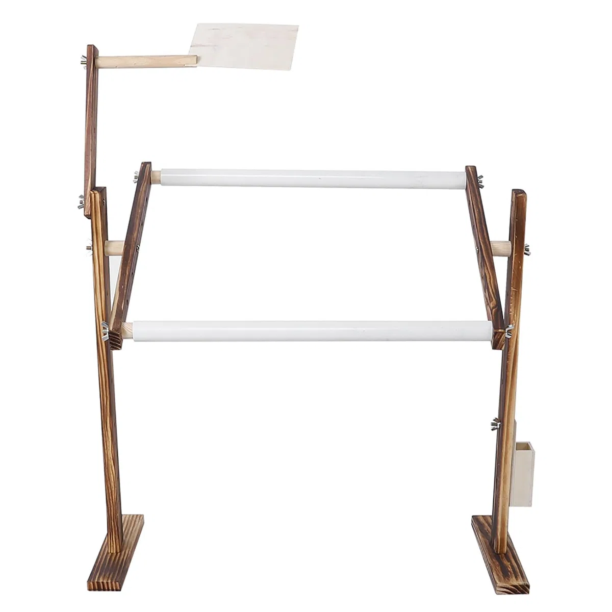 Soporte de bordado ajustable LUCKDANO – Bastidor de punto de cruz de madera antigua, accesorio de costura ajustable en altura para artesanos domésticos.