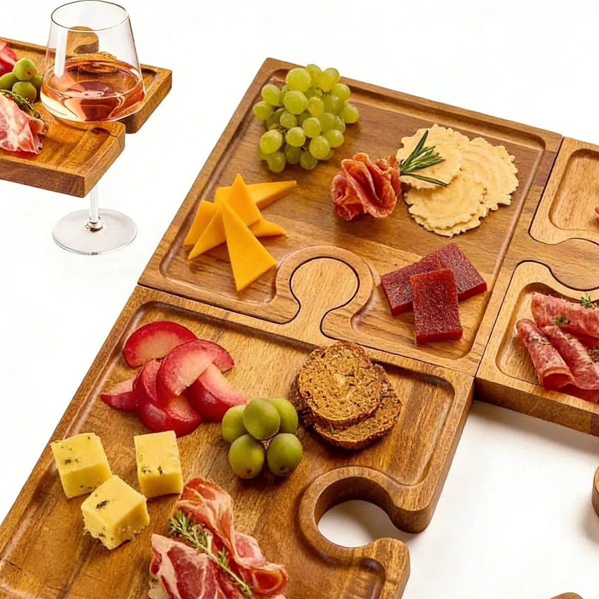 Bandejas De Servir Para Para Presentar Con Asas | Tabla de Quesos y Embutidos con Asas Para Carne Fruta Queso Aperitivo Tarta Postre Cocina Hogar Mesa Buffet