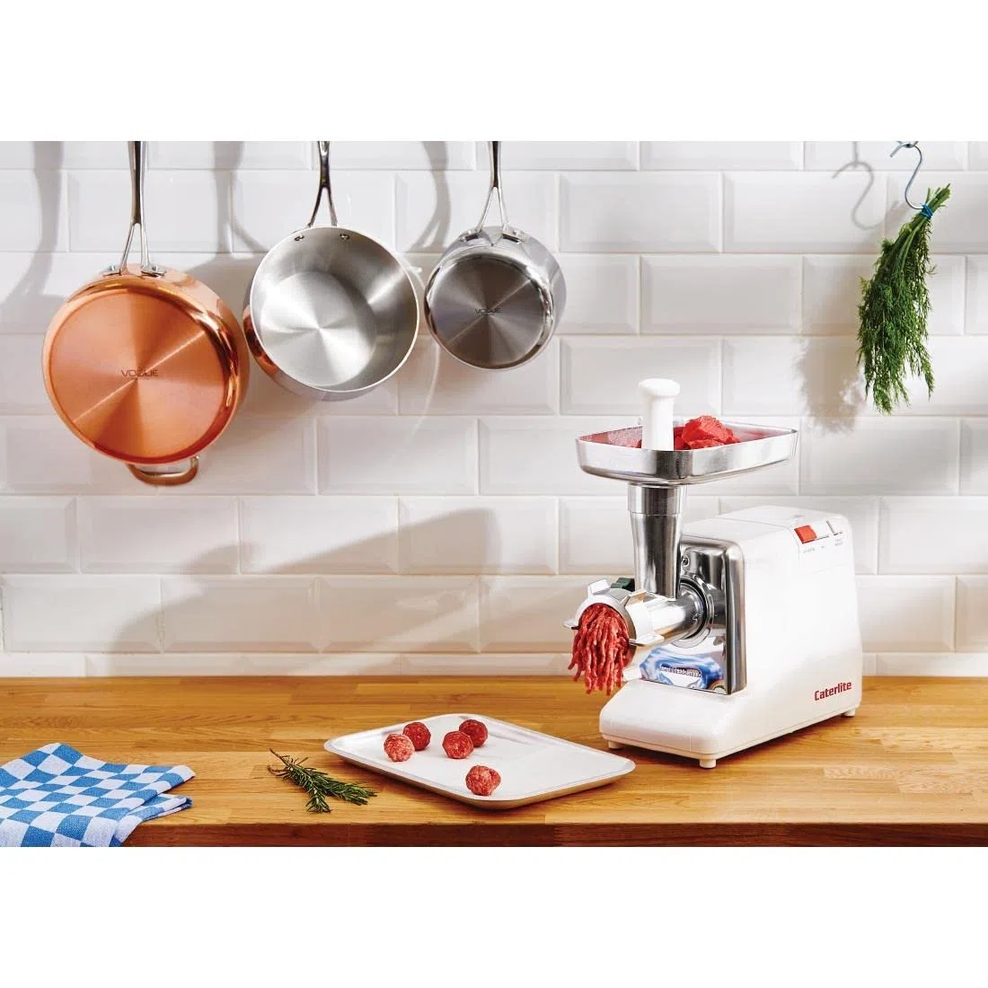 Caterlite Picadora de carne 280 mm x 385 mm x 310 mm Picadora eléctrica para restaurante comercial
