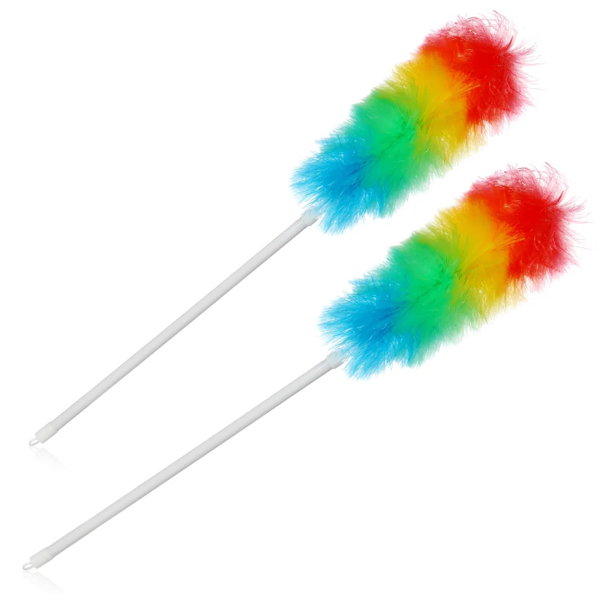 COM-FOUR® 2X Plumero con Mango telescópico - Limpiador de Polvo extralargo y Extensible - Escobas de telaraña en Colores Brillantes - 85-122 cm (02 Piezas - Arcoiris)