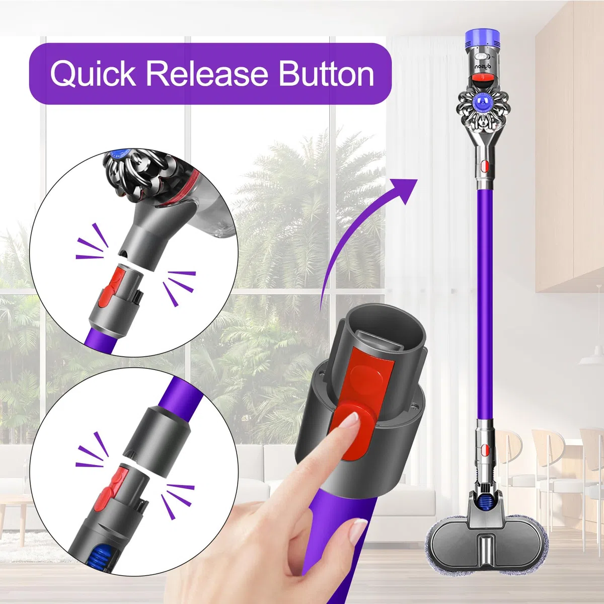 Tubo de Varilla Telescópico para Dyson V15 V11 V10 V8 V7 Aspiradora, Tubo Telescópico De 73 CM Liberación Rápida