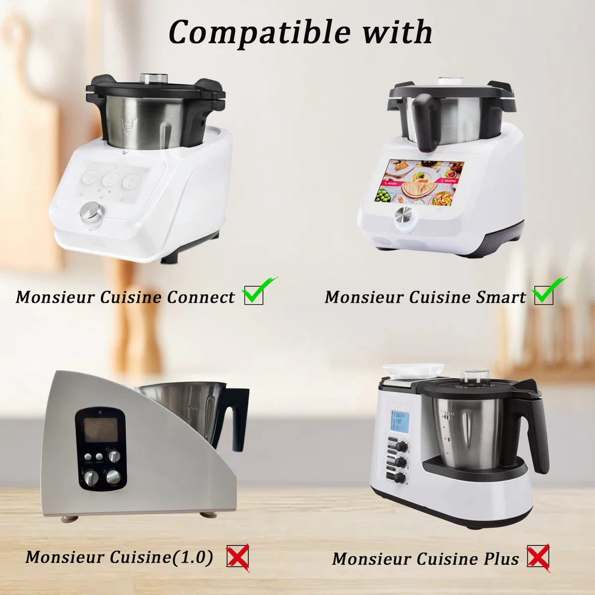 Poweka Cuchilla de Repuesto Compatible con Silvercrest Monsieur Cuisine Connect y Monsieur Cuisine Smart Robot de Cocina en Acero Inoxidable con Junta y Cepillo de Limpieza
