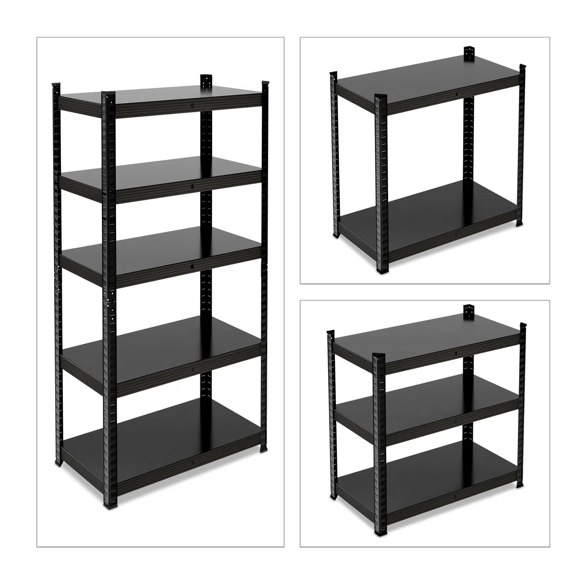 Relaxdays Estantería Metálica, Resiste 875 kg, 5 Baldas, Cargas Pesadas, Sótano, Taller, Acero, 150 x 75 x 30 cm, Negro