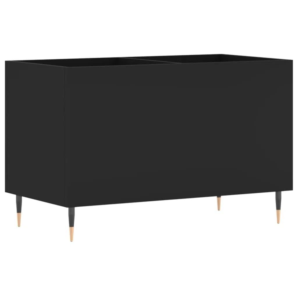 Armario con paneles de madera negro con patas de hierro, 74,5 x 38 x 48 cm, espacio para discos de vinilo, aparador de salón, estante para CD, DVD, estante Hi-Fi, organizador para discos de