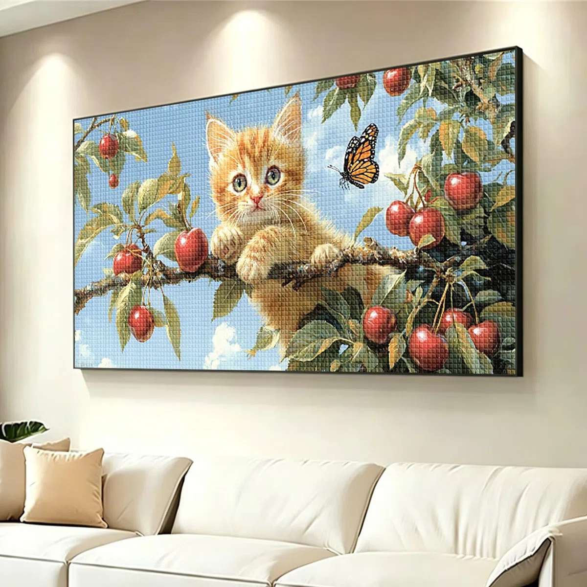 Diamond Painting Adultos Gato Pintura Diamante, Mariposa Diamond Painting 5D Completo, DIY Cuadrado Bordado Punto de Cruz Cuadros de Diamantes Kit para Decoracion Hogar, Regalo Mujer 200x100cm 0J-318