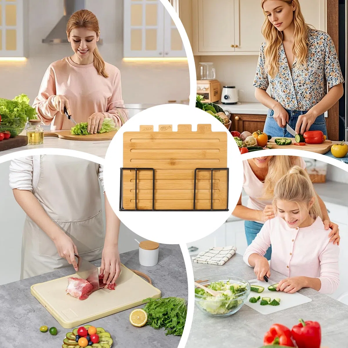 Tabla De Cortar Carne Suministros De Preparación De Comidas Incluye | Juego de Tablas de Madera para Picar Comida Para Familia Hogar Restaurante Café Apartamento Cocina