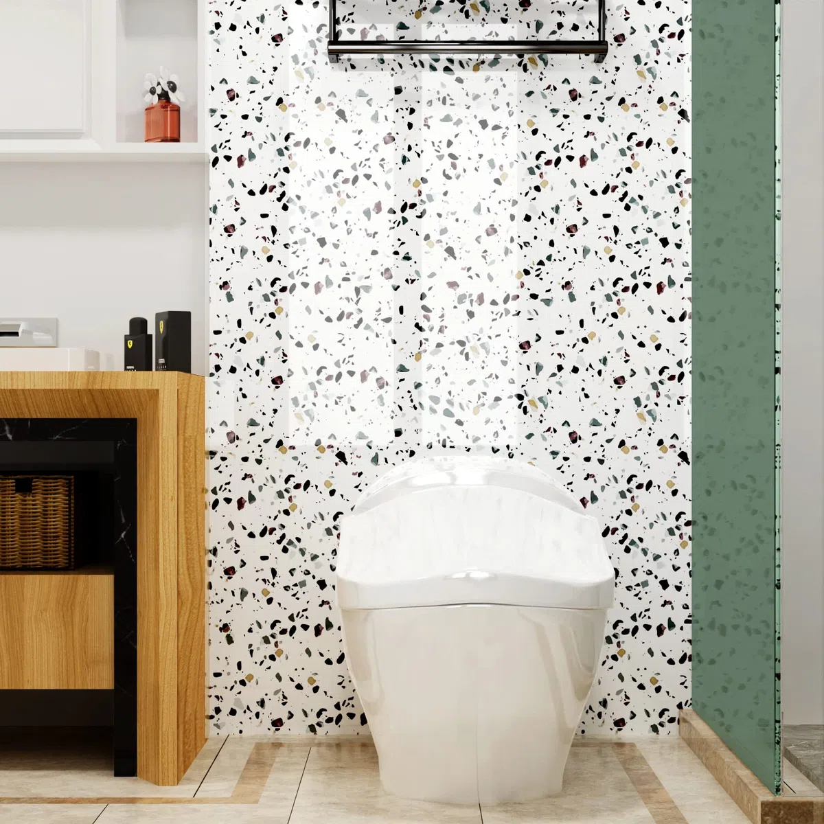 Stickyart Vinilo Adhesivo Muebles Efecto Terrazo Blanco 90cmX400cm Rollo Papel Adhesivo Para Muebles Cocina Papel Pintado Autoadhesivo Pared Lavable Vinilo Encimera Vinilos Bano Revestimiento Cajones