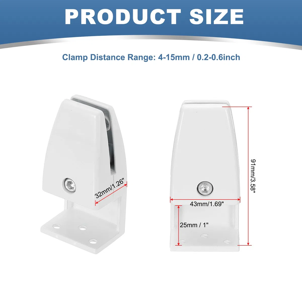 PATIKIL 6 Piezas de Clips de Separador de Escritorio Ajustables, Abrazaderas de Soporte de Protector contra Estornudos de Aluminio en Forma de L para Paneles de Privacidad, Blanco Mate
