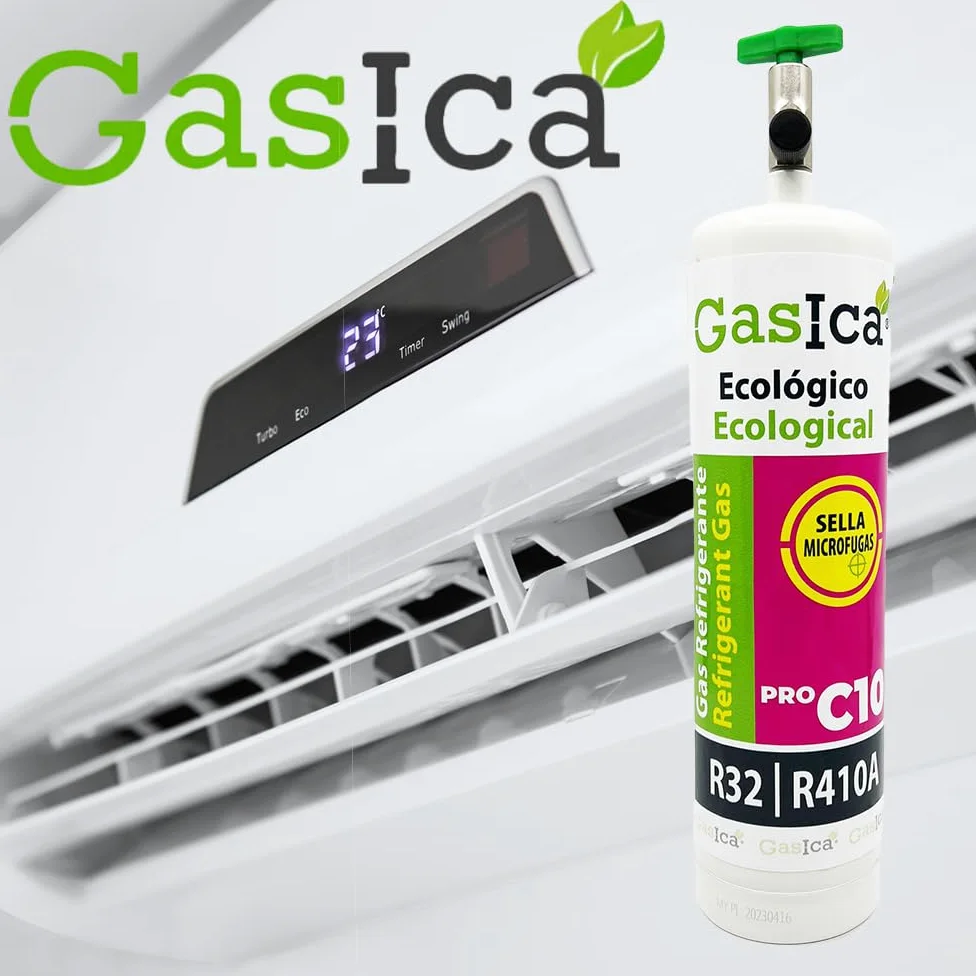 3x Envases GASICA C10 PRO | Gas Refrigerante Orgánico | Alternativa R410A y R32 | Equivalente a 2.4 Kg R410A con válvulas en cada envase para mas usos