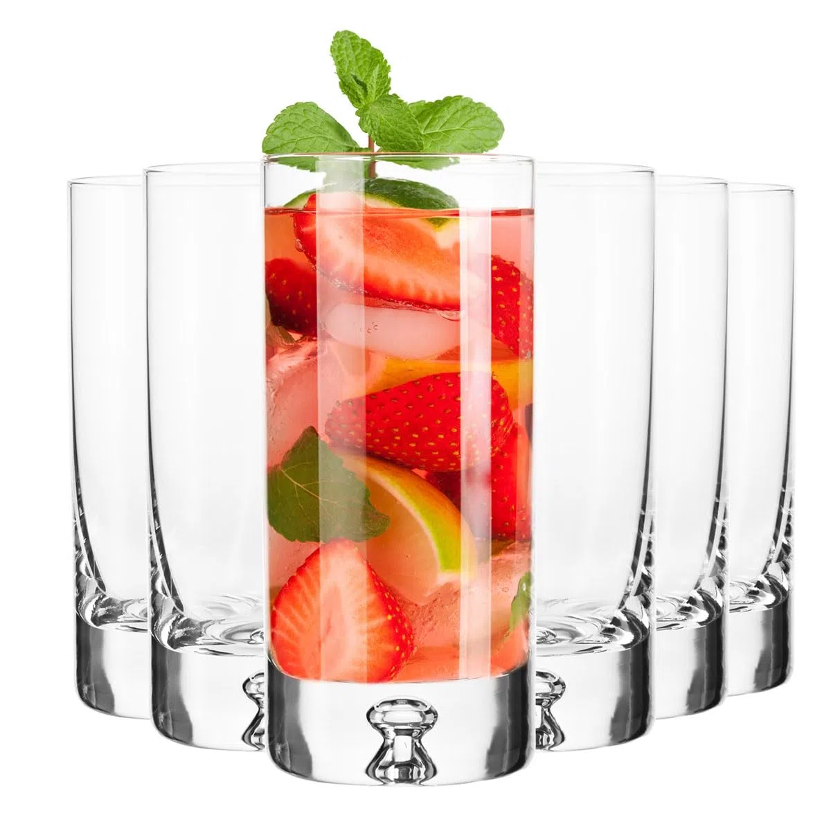 KROSNO Lagrima Vasos Altos 300 ml, Juego de 6 para Long Drinks y Cócteles | Cristal sin plomo, diseño moderno, aptos para lavavajillas, uso diario, para cualquier ocasión