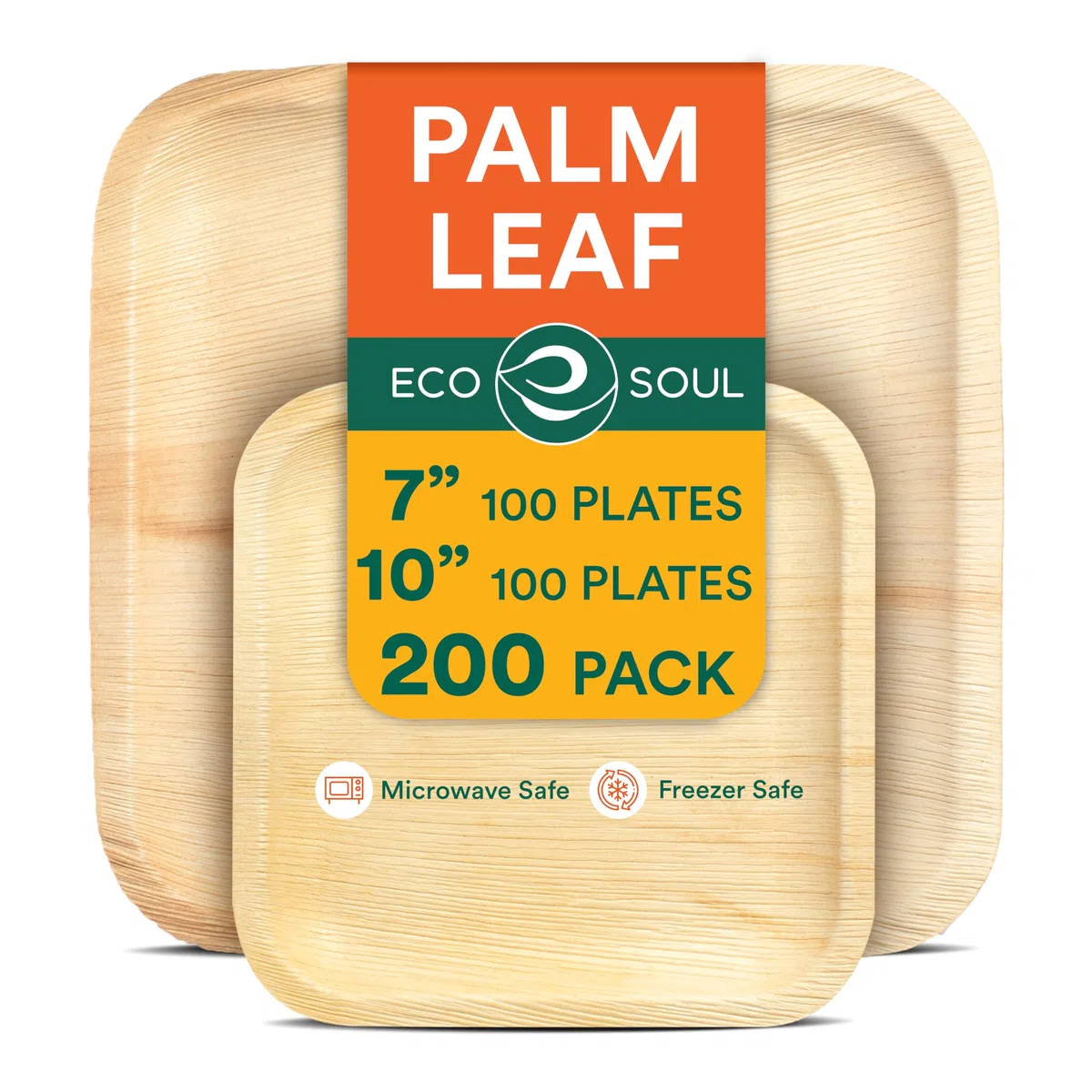 ECO SOUL Disposable Plates | Premium, natural, apto para alimentos, resistente, compostable, ecológico, biodegradable, fiestas, bodas, barbacoas