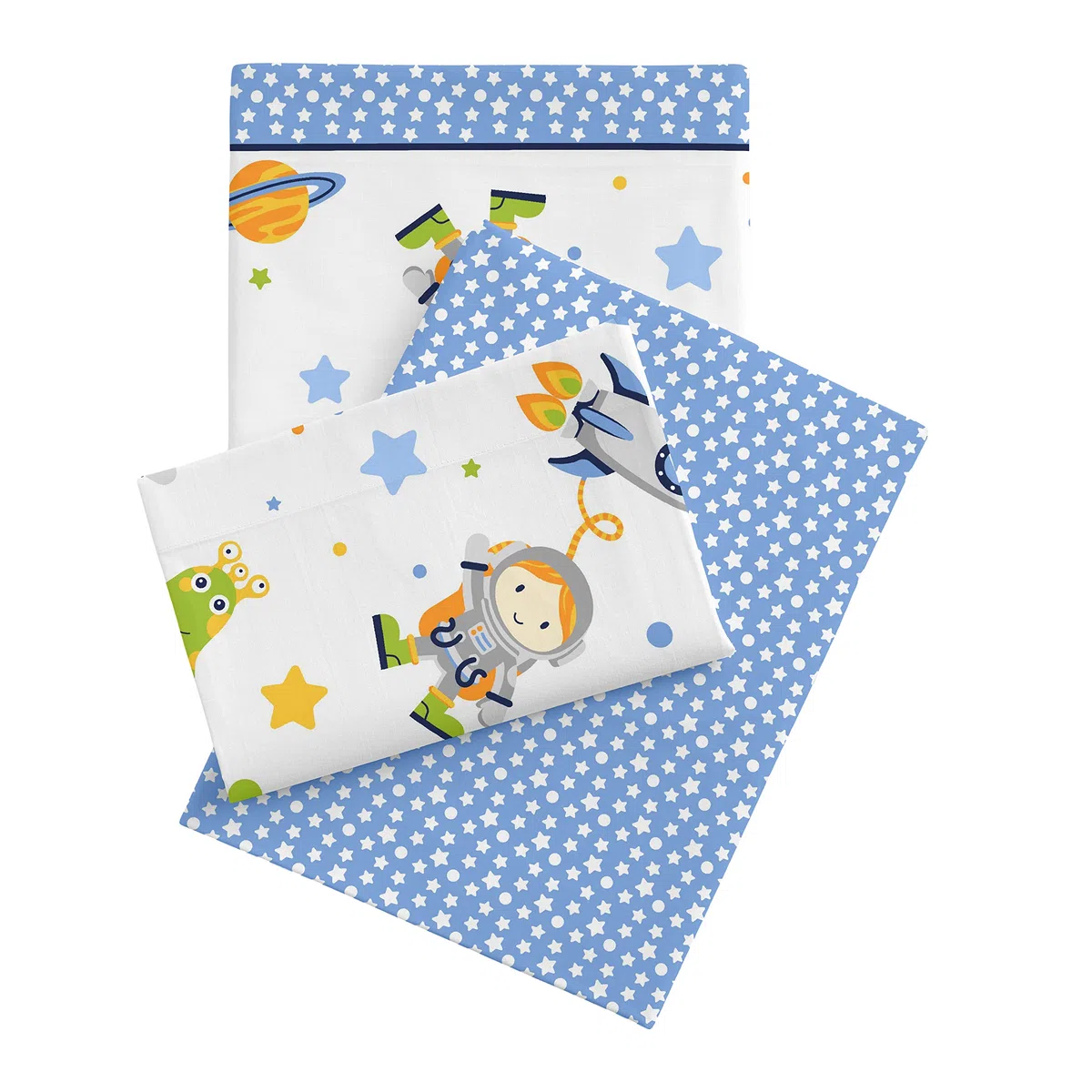 Degrees home Juego de Sabanas de Microfibra Infantililes de 90x190, Astronauta, 3 Piezas, Azul