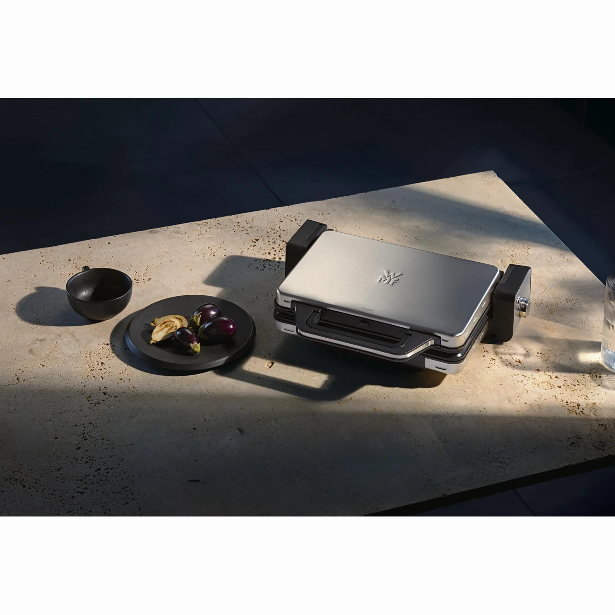 WMF Lono - Contact Grill 2 en 1, 2100 W, Temperatura y altura ajustable, Bandeja antigoteo, 2 placas de aluminio fundido