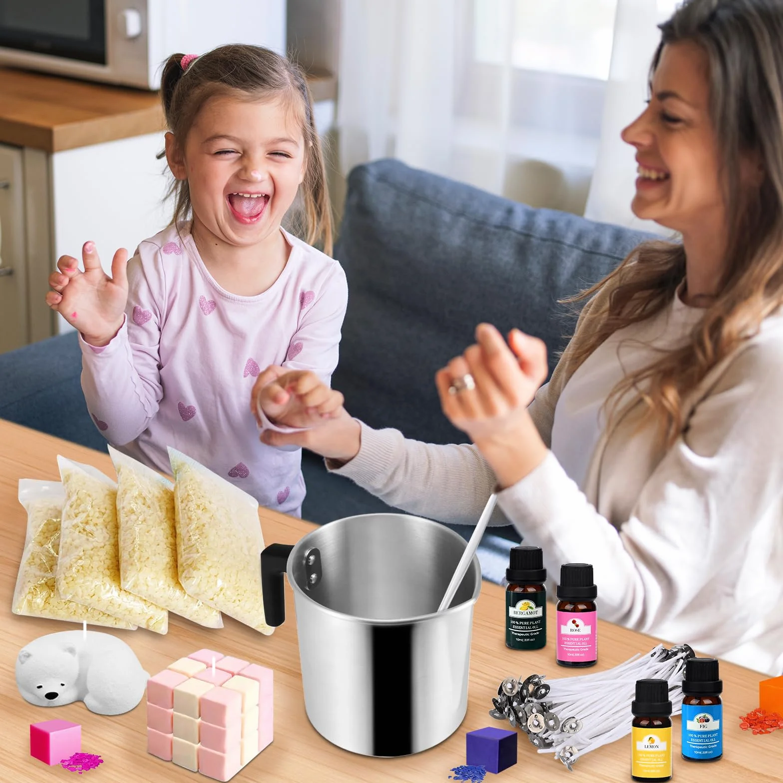 SAMISO Kit de Fabricación de Velas Perfumadas,Kit de Fabricación para Velas,1 Olla para Derretir Cera para Velas,Kit Completo de Fabricación de Velas para Adultos y Principiantes