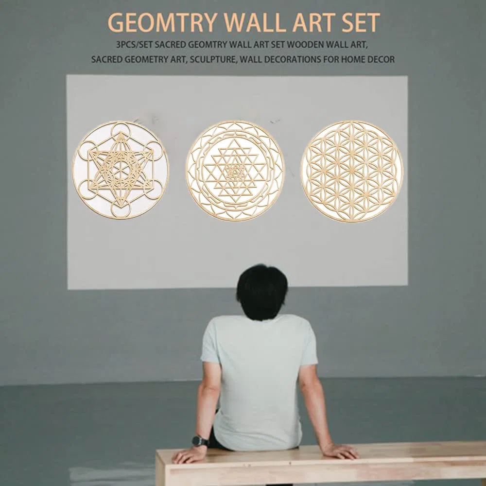 Tiamu 3 Piezas/Conjunto de Arte de Pared de Geometría Sagrada, Escultura, Decoraciones de Pared para Decoración Hogar