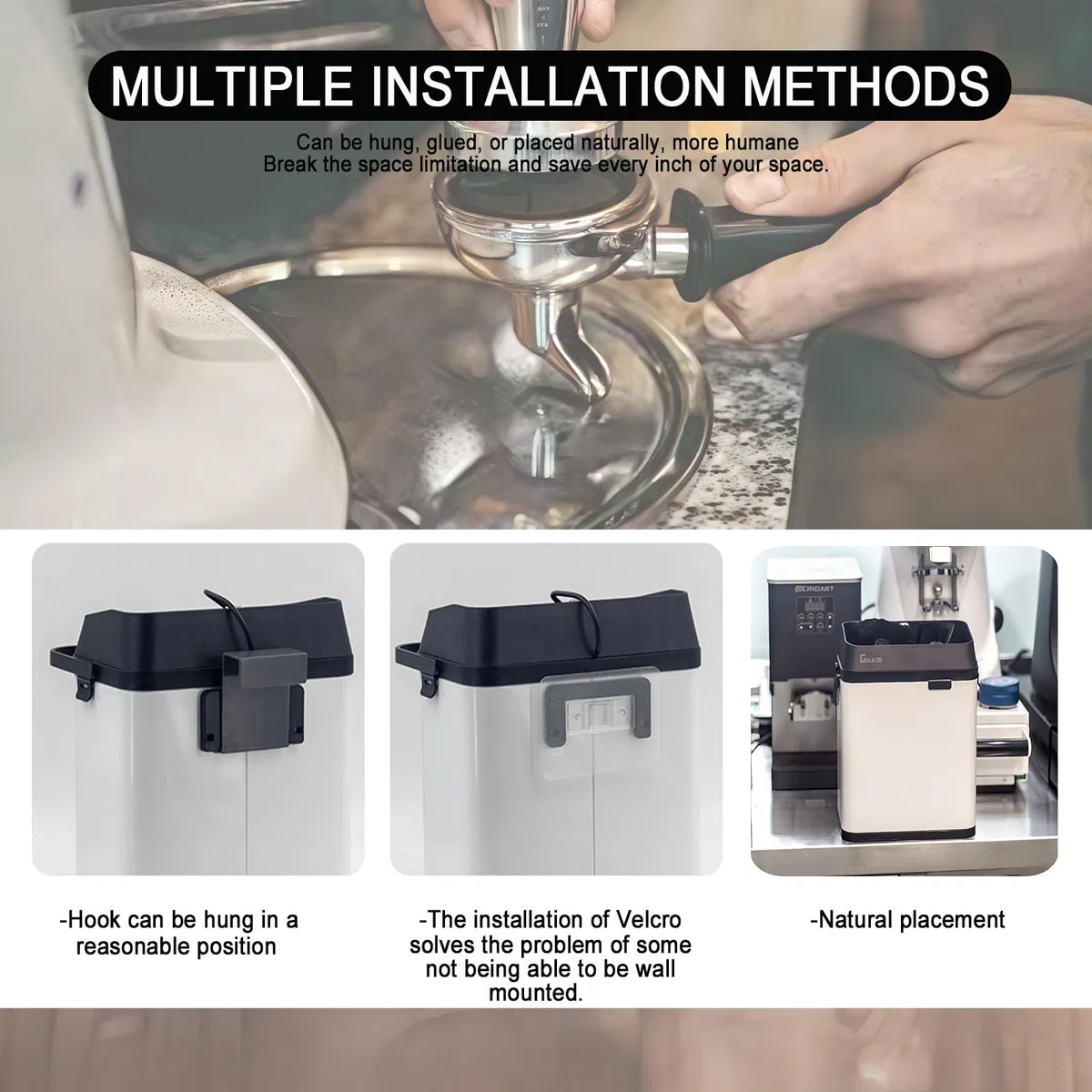 Limpiador De Portafiltro De Café Eléctrico Viene Con 2 Raspadores Y 1 Cepillo, Triturador De Posos De Café, Una Herramienta Imprescindible Para Los Amantes Del Café, Restaurantes Y Bares.,Black