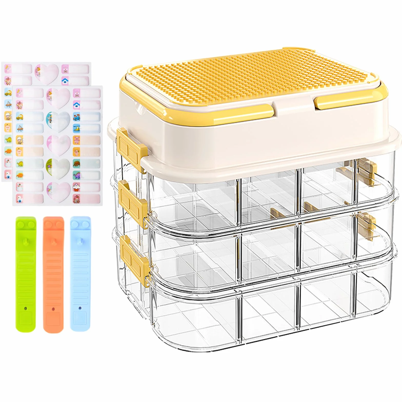 Cajas Almacenaje Para Lego Organizador Juguetes,Cajas De Almacenamiento Transparentes, 4 Niveles, Para Bloques De Construcción Y Rompecabezas,Piezas Pequeñas Para Juguetes Habitación Infantil