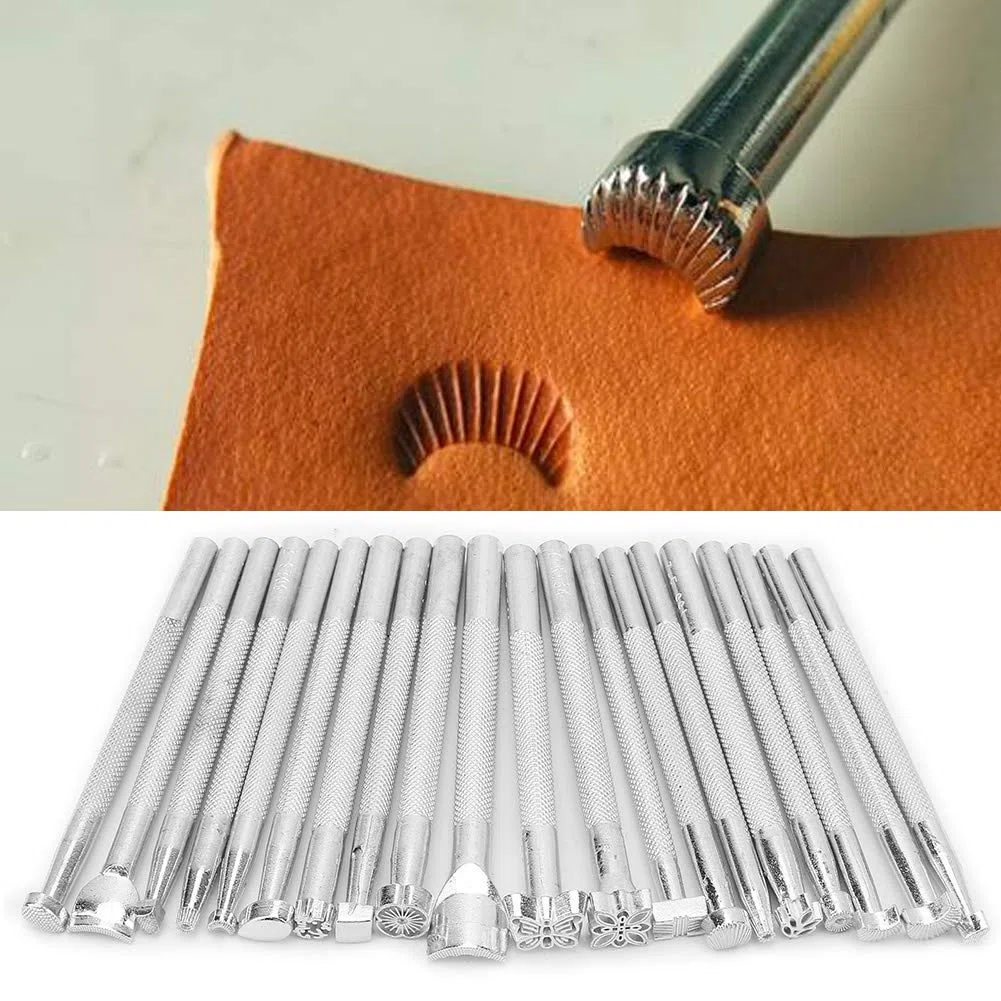 Naroote Herramientas Cuero, Juego de Herramientas de Estampado de Cuero Herramienta de Sellos de Cuero de Bricolaje Punzones de Cuero para Manualidades