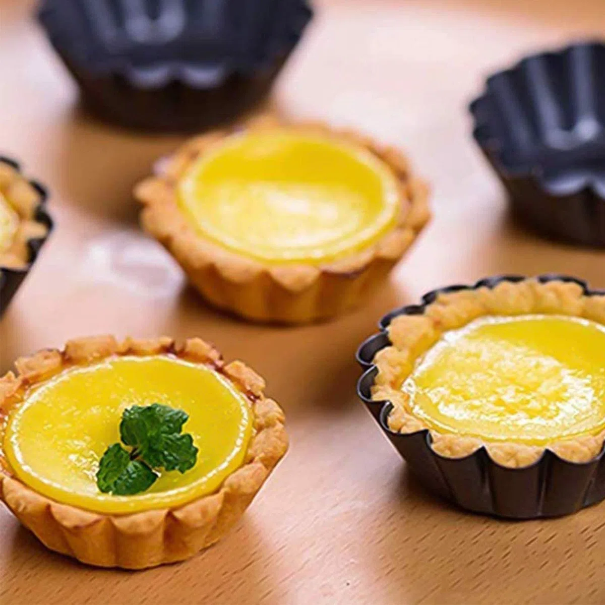 6 Piezas Sartenes Antiadherentes para Quiche, Mini Molde Quiche Antiadherentes Extraíble, Base de Elevación de Acero con Revestimiento Antiadherente, para Tarta, Pizza, Tartas de Queso, Tarta de Huevo