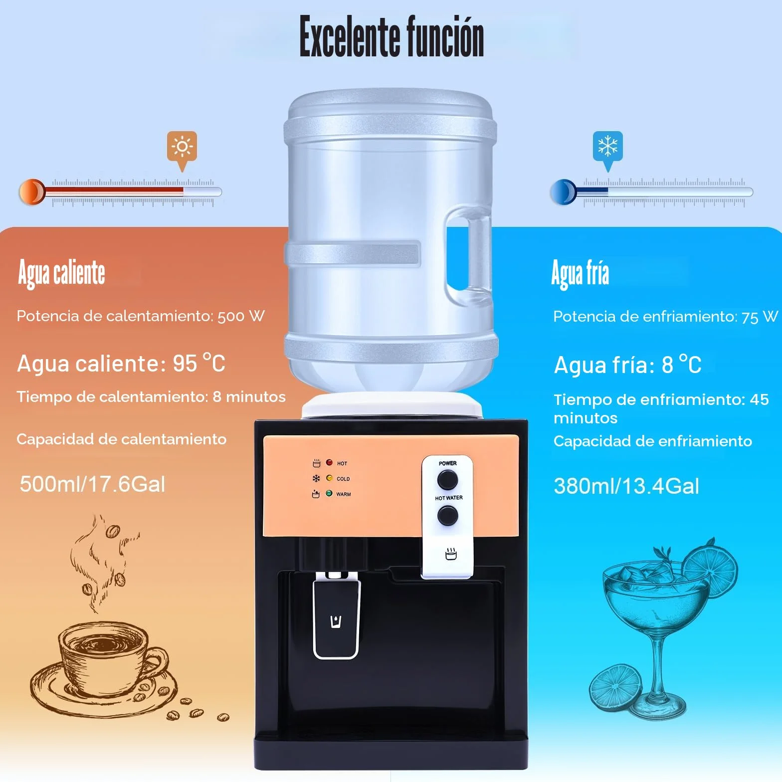Dispensador de Agua con función de refrigeración y calefacción, dispensador de Agua Caliente dispensador de Agua fría para el hogar, Oficina, Restaurante, dispensador eléctrico de Agua Potable con