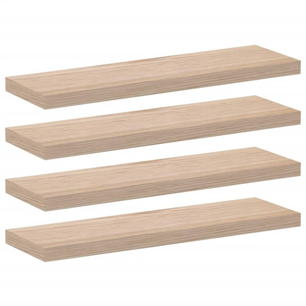 Juego de 4 estantes flotantes, 80 x 23,5 x 4 cm, madera de chapa de roble, soporte invisible, duradero, estantería de pared para salón, dormitorio, baño, cocina